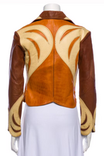 handmade tan and cream hippie outerwear biker coat