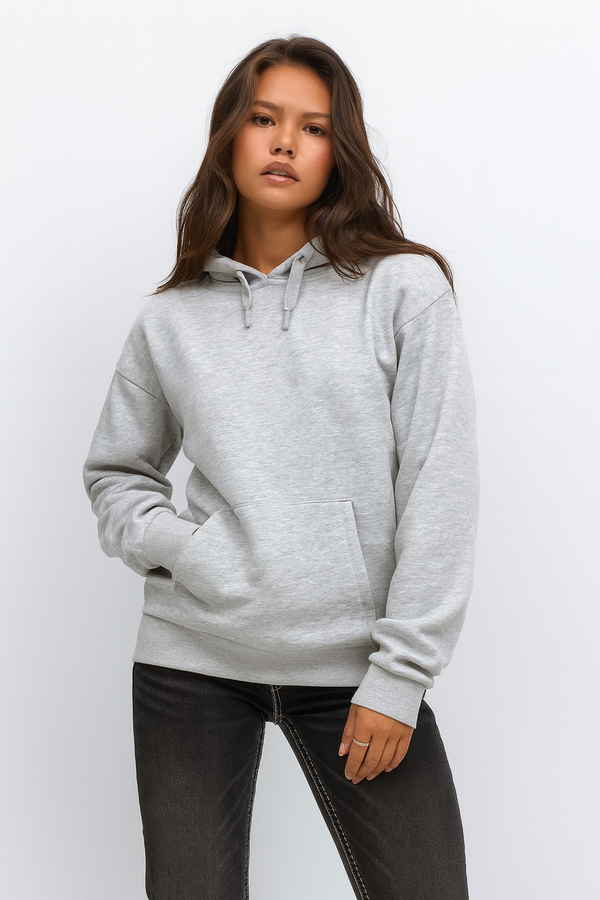 Women’s Grey Hoodie – Soft Cotton Blend Casual Sweatshirt