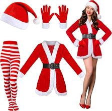 Women Christmas costume Santa outfit side angle with belt