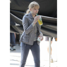 Chloe Grace Moretz grey cotton jacket front view