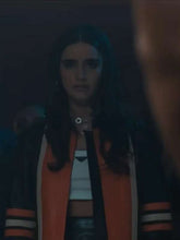 Asha Banks My Fault London 2025 cafe racer leather jacket side