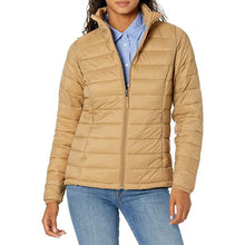 Closeup details of petite light weight quilted puffer jacket