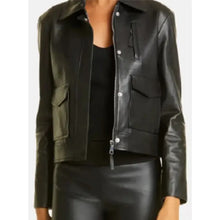 Allegiance Sabrina Sohal black leather jacket side profile casual wear