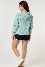Stylish mint green hoodie for women side angle casual wear