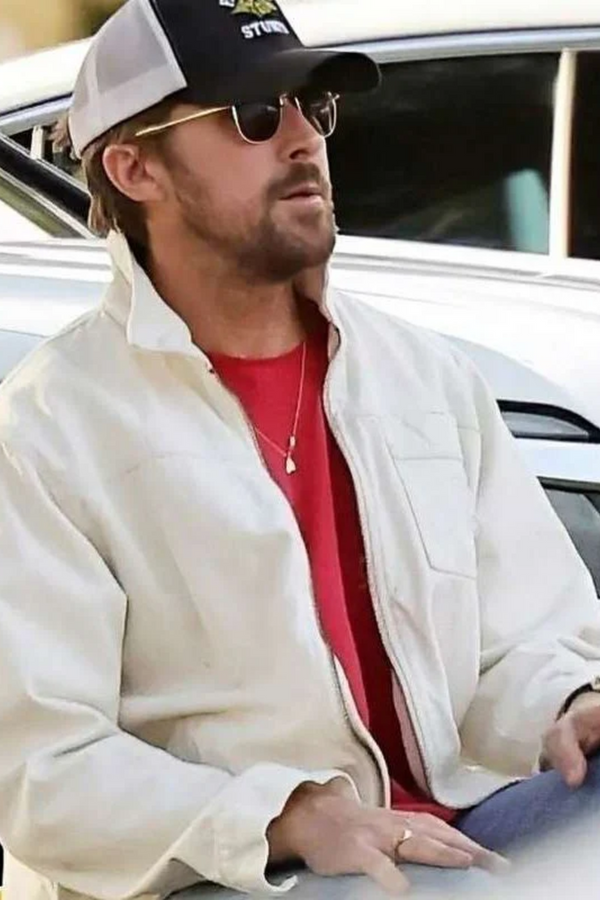 Ryan Gosling Val Station white jacket front view