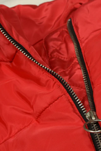 Trendy red puffer jacket for women