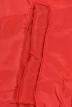 Women cropped red puffer coat