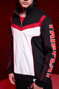 black red white track jacket for men front view streetwear zip up sporty style