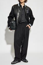 Balmain Black Bomber Jacket close up premium leather detail
