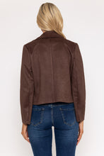 Elegant brown suede jacket cover up back design