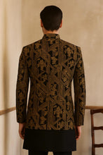 traditional black gold embroidered prince coat back design sherwani style