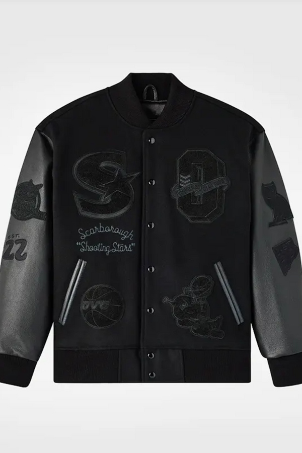 ovo scarborough shooting stars championship varsity jacket front view