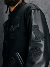 ovo scarborough shooting stars championship varsity jacket black front view for men