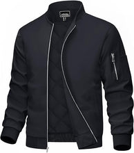 Quilted padded bomber jacket warm windproof for men