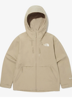 The North Face men’s beige hooded jacket waterproof windproof front view