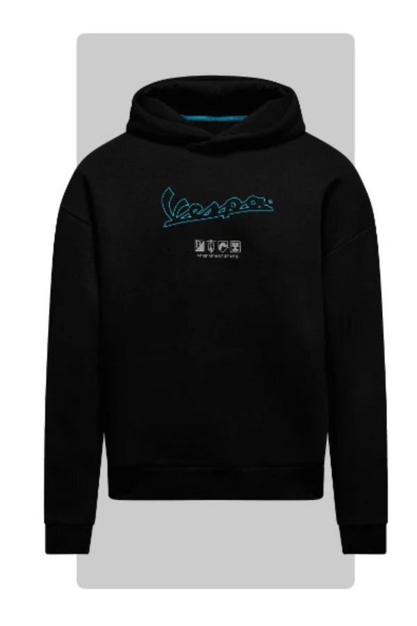 Vespa dec hoodie jet black front design streetwear