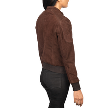 Stylish Zenna mocha suede leather jacket side view